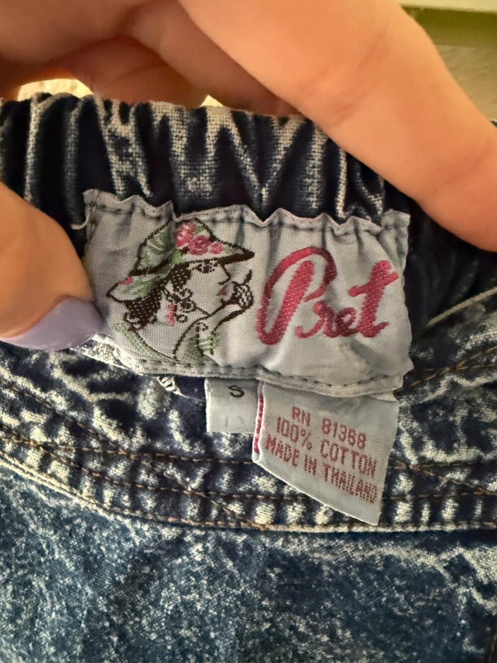 Vintage 80s Acid Wash Embroidered Floral Front Denim Midi Skirt | Small - Picture 9 of 16